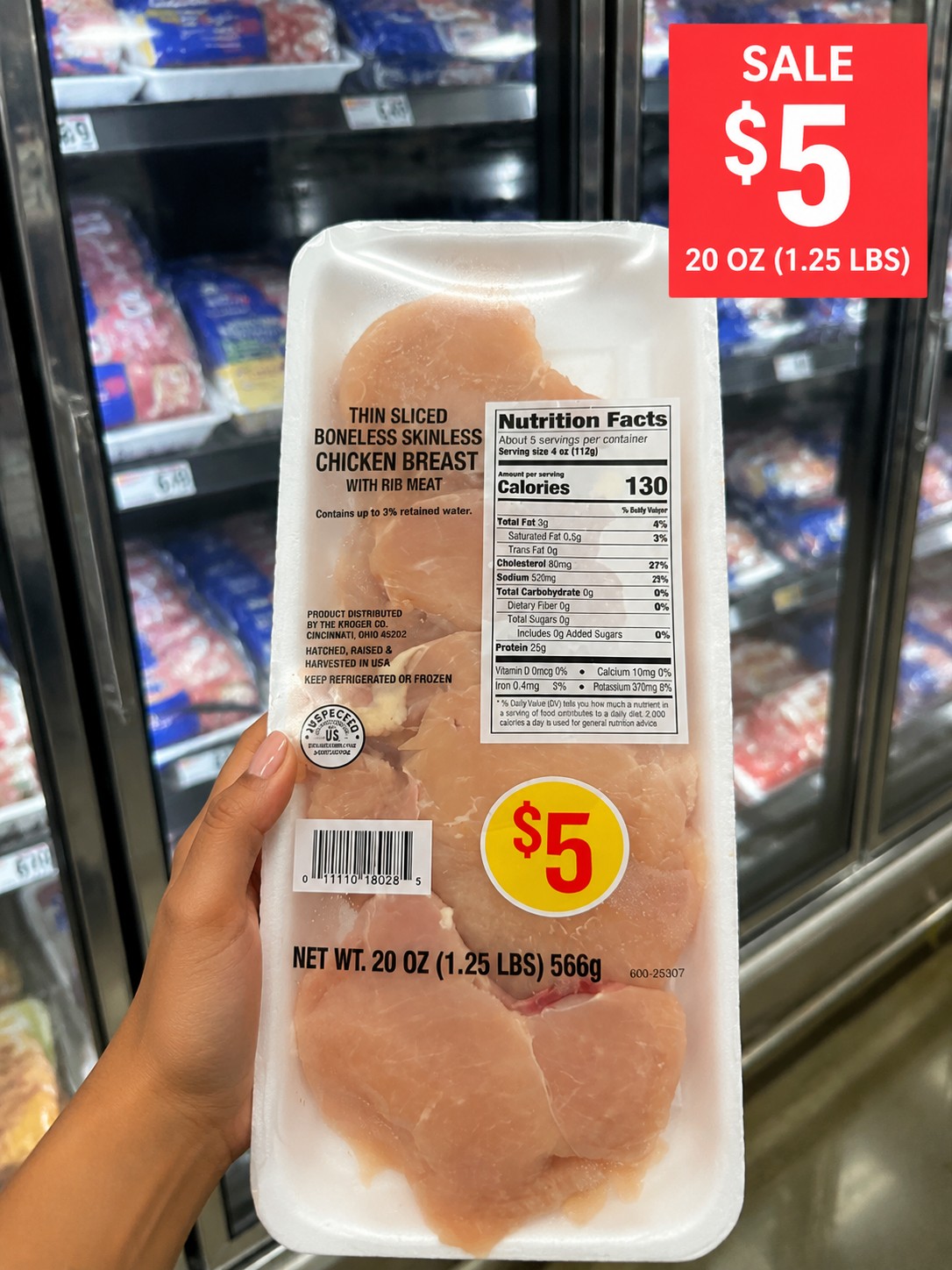 THIN SLICED BONELESS SKINLESS CHICKEN BREAST WITH RIB MEAT