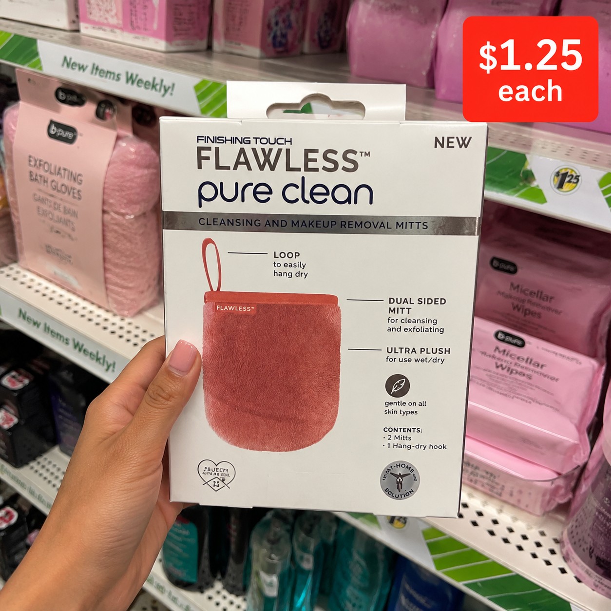FINISHING TOUCH FLAWLESS pure clean CLEANSING AND MAKEUP REMOVAL MITTS