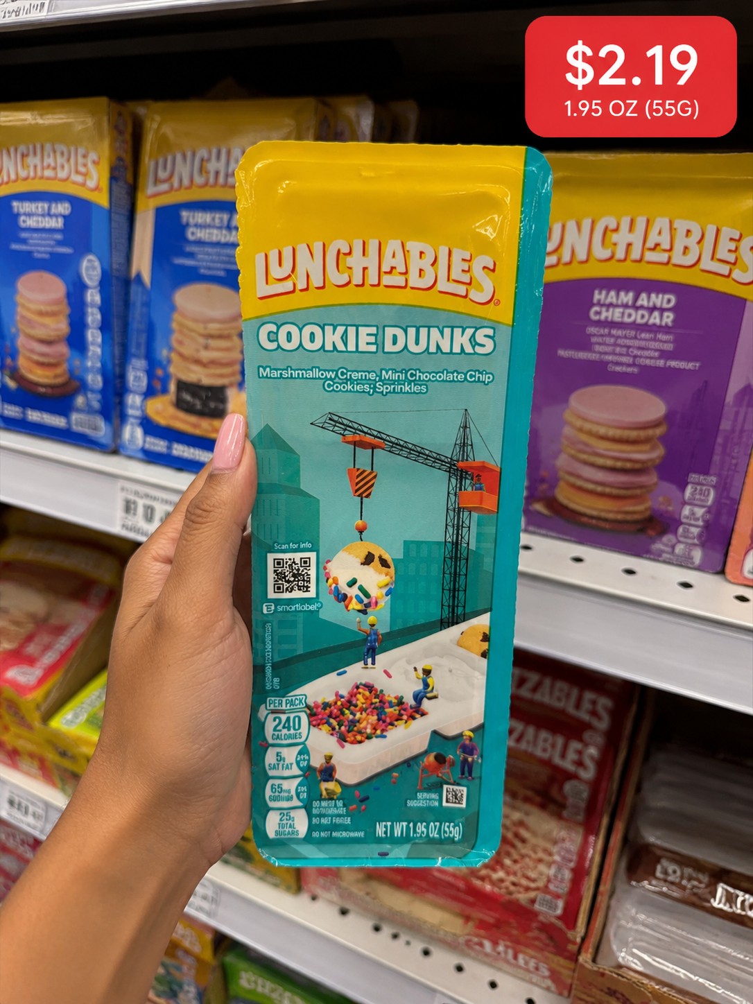 LUNCHABLES COOKIE DUNKS Marshmallow Creme, Mini Chocolate Chip Cookies, Sprinkles