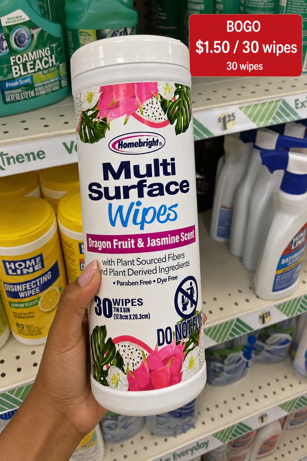 Homebright Multi Surface Wipes Dragon Fruit & Jasmine Scent