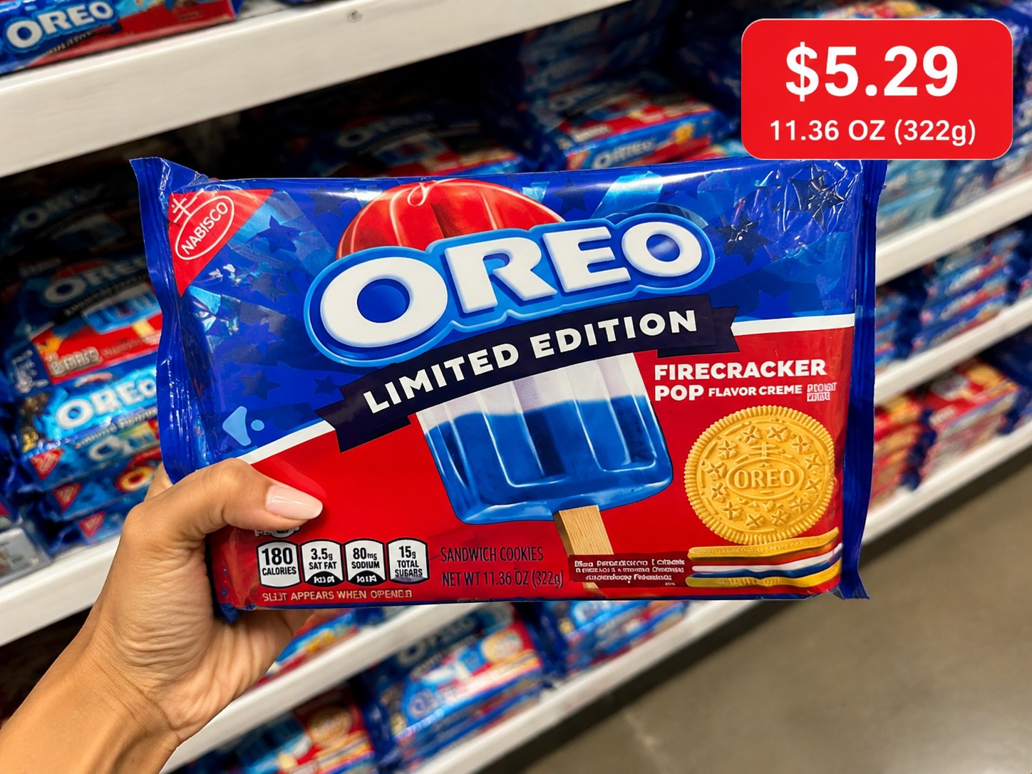 OREO LIMITED EDITION FIRECRACKER POP FLAVOR CREME SANDWICH COOKIES