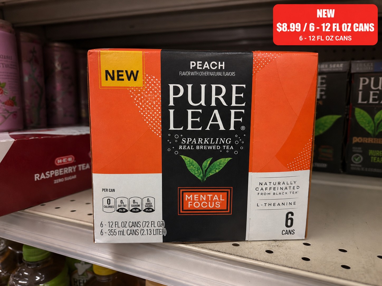 PURE LEAF PEACH SPARKLING REAL BREWED TEA