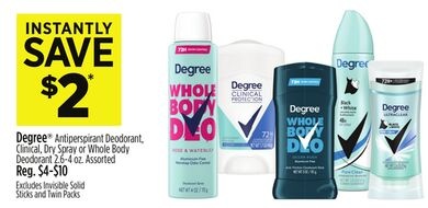 Degree® Antiperspirant Deodorant, Clinical, Dry Spray or Whole Body Deodorant