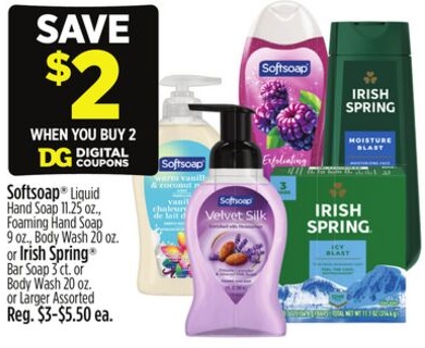 Softsoap® Liquid Hand Soap, Foaming Hand Soap, Body Wash or Irish Spring® Bar Soap or Body Wash
