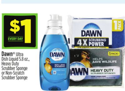 Dawn Ultra Dish Liquid 5.8 oz., Heavy Duty Scrubber Sponge or Non-Scratch Scrubber Sponge