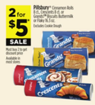 Pillsbury® Cinnamon Rolls 8 ct., Crescents 8 ct. or Grands! TM Biscuits Buttermilk or Flaky 16.3 oz.