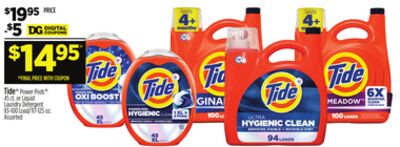 Tide® Power Pods® 45 ct. or Liquid Laundry Detergent 83-100 Load/117-125 oz.