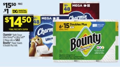 Charmin® Bath Tissue Ultra Strong™ or Ultra Soft™ or Bounty® Paper Towels