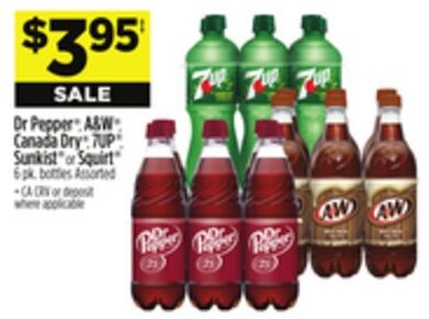 Dr Pepper® or A & W® or Canada Dry®or 7UP® or Sunkist® or Squirt®