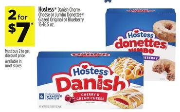Hostess® Danish Cherry Cheese or Jumbo Donettes® Glazed Original or Blueberry