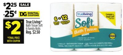 True Living® Bath Tissue Soft 6 Family Rolls
