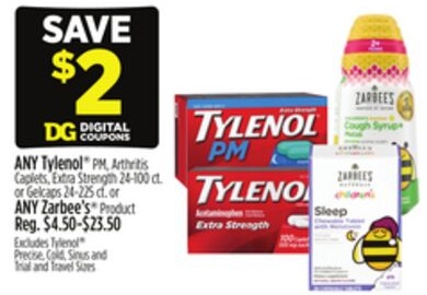 ANY Tylenol® PM, Arthritis Caplets, Extra Strength or Gelcaps or ANY Zarbee's® Product