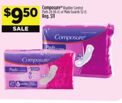 Composure™ Bladder Control Pads 24-66 ct. or Male Guards 52 ct.