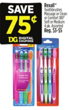 Rexall® Toothbrushes Massage or Clean or Comfort