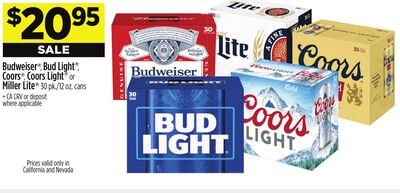 Budweiser®, Bud Light®, Coors®, CoorsLight® or MillerLite®
