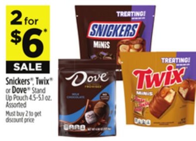 Snickers®, Twix® or Dove® Stand Up Pouch