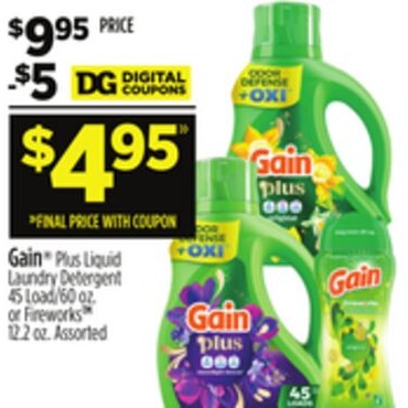 Gain® Plus Liquid Laundry Detergent or Fireworks