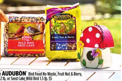 AUDUBON® Bird Food No Waste, Fruit Nut & Berry, Finch or Black Oil Sunflower 2 lb. or Seed Cake Wild Bird