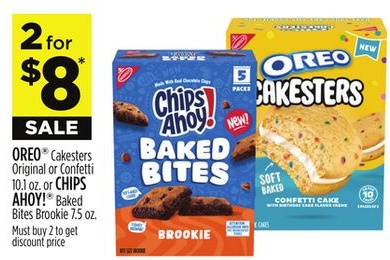 OREO® Cakesters Original or Confetti 10.1 oz. or CHIPS AHOY! ® Baked Bites Brookie 7.5 oz.