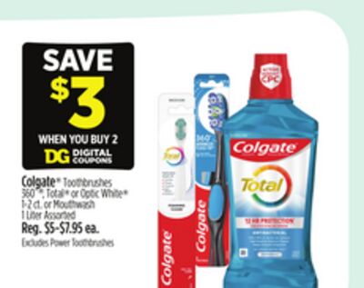 Colgate® Toothbrushes 360 °®, Total® or Optic White® 1-2 ct. or Mouthwash 1 Liter