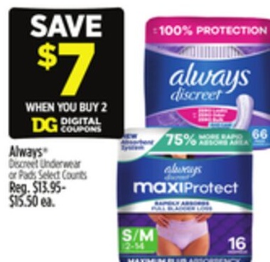 Always® Discreet Underwear or Pads
