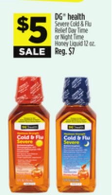 DG® health Severe Cold & Flu Relief Day Time or Night Time Honey Liquid