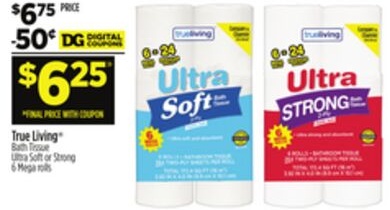 True Living® Bath Tissue Ultra Soft or Strong