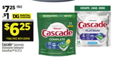 Cascade® Automatic Dishwasher Detergent ActionPacs™