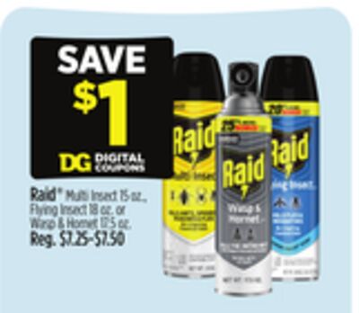 Raid® Multi Insect 15 oz., Flying Insect 18 oz. or Wasp & Hornet 17.5 oz.