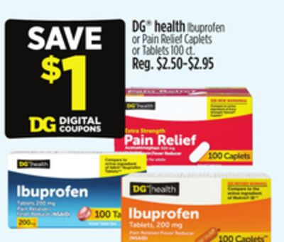 DG® health Ibuprofen or Pain Relief Caplets or Tablets