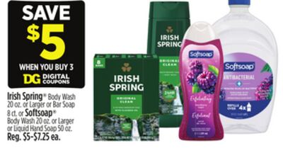 Irish Spring® Body Wash, Largeror Bar Soap or Softsoap® Body Wash or Larger or Liquid Hand Soap