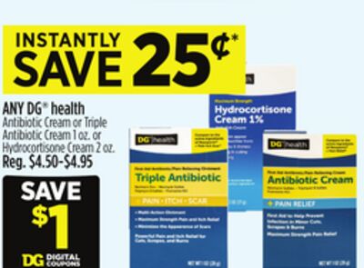 ANY DG® health Antibiotic Cream or Triple Antibiotic Cream or Hydrocortisone Cream
