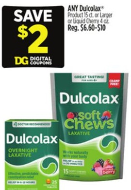 Dulcolax® Product 15 ct. or Larger or Liquid Cherry 4 oz.