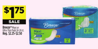 Breeze Maxi or Ultra Thin Pads