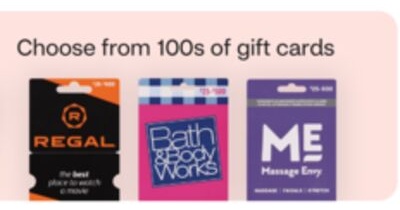 Choose from 100s gift cards