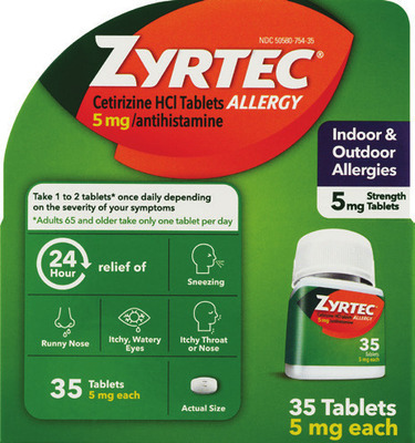 Adult Zyrtec 24-35 ct., children's 8 oz or 24 ct.