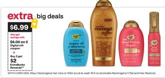 OGX, Maui, Neutrogena hair care or OGX scrub & wash