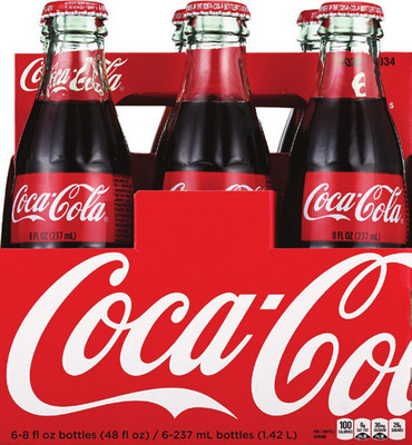 Coke 6 pk., 8 oz glass bottles or Gold Peak tea 6 pk., 16.9 oz.