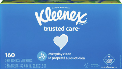 Kleenex cubes 50-70 ct. or rectangular boxes 120-160 ct.