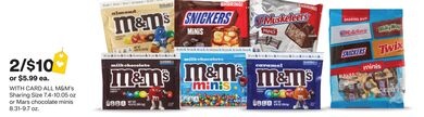 ALL M & M' s Sharing Size 7.4-10.05 oz or Mars chocolate minis 8.31-9.7 oz.