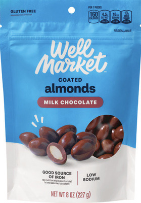 Well Market chocolate covered gourmet nuts 8 oz or peanuts 32 oz.