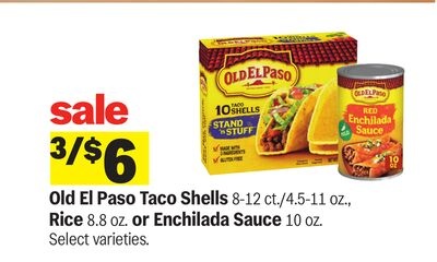 Old El Paso Taco Shells 8-12 ct., 4.5-11 oz., Rice 8.8 oz. or Enchilada Sauce 10 oz.