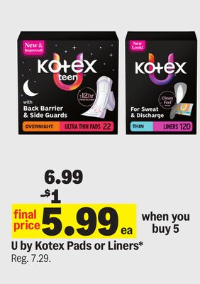 U by Kotex Pads or Liners*