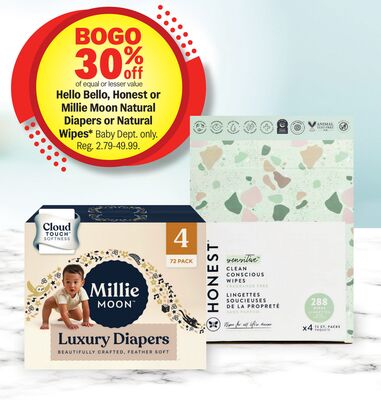 Hello Bello, Honest or Millie Moon Natural Diapers or Natural Wipes*
