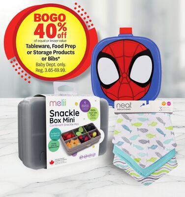 Tableware, Food Prep or Storage Products or Bibs*