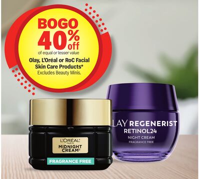 Olay, L'Oréal or RoC Facial Skin Care Products*