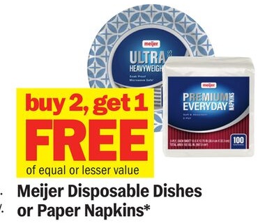 Meijer Disposable Dishes or Paper Napkins*