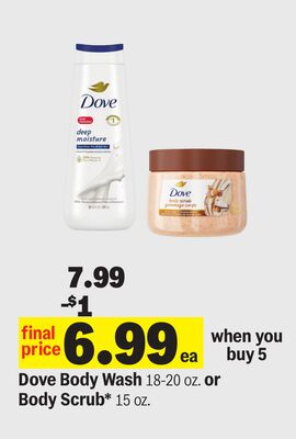 Dove Body Wash 18-20 oz. or Body Scrub* 15 oz.