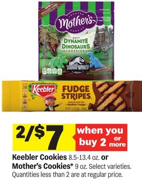 Keebler Cookies 8.5-13.4 oz. or Mother's Cookies* 9 oz.