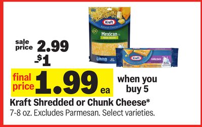 Kraft Shredded or Chunk Cheese*